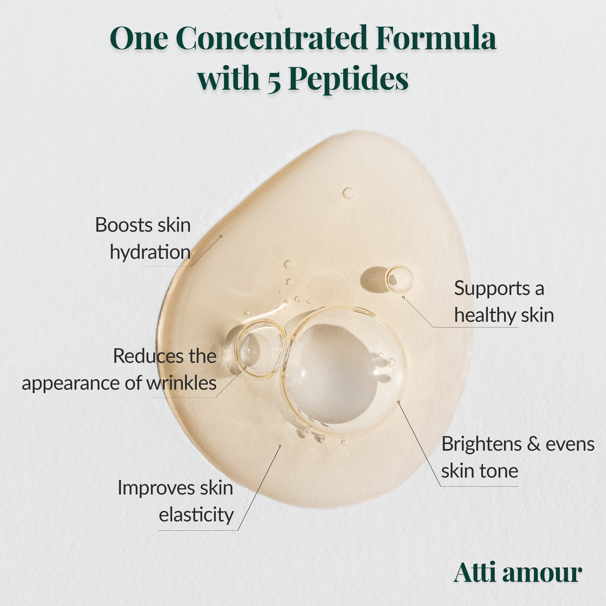 ATTI AMOUR Rose Anti-Aging Serum Brightening repair serum drop — peptide-rich anti-aging serum for fine lines and elasticity