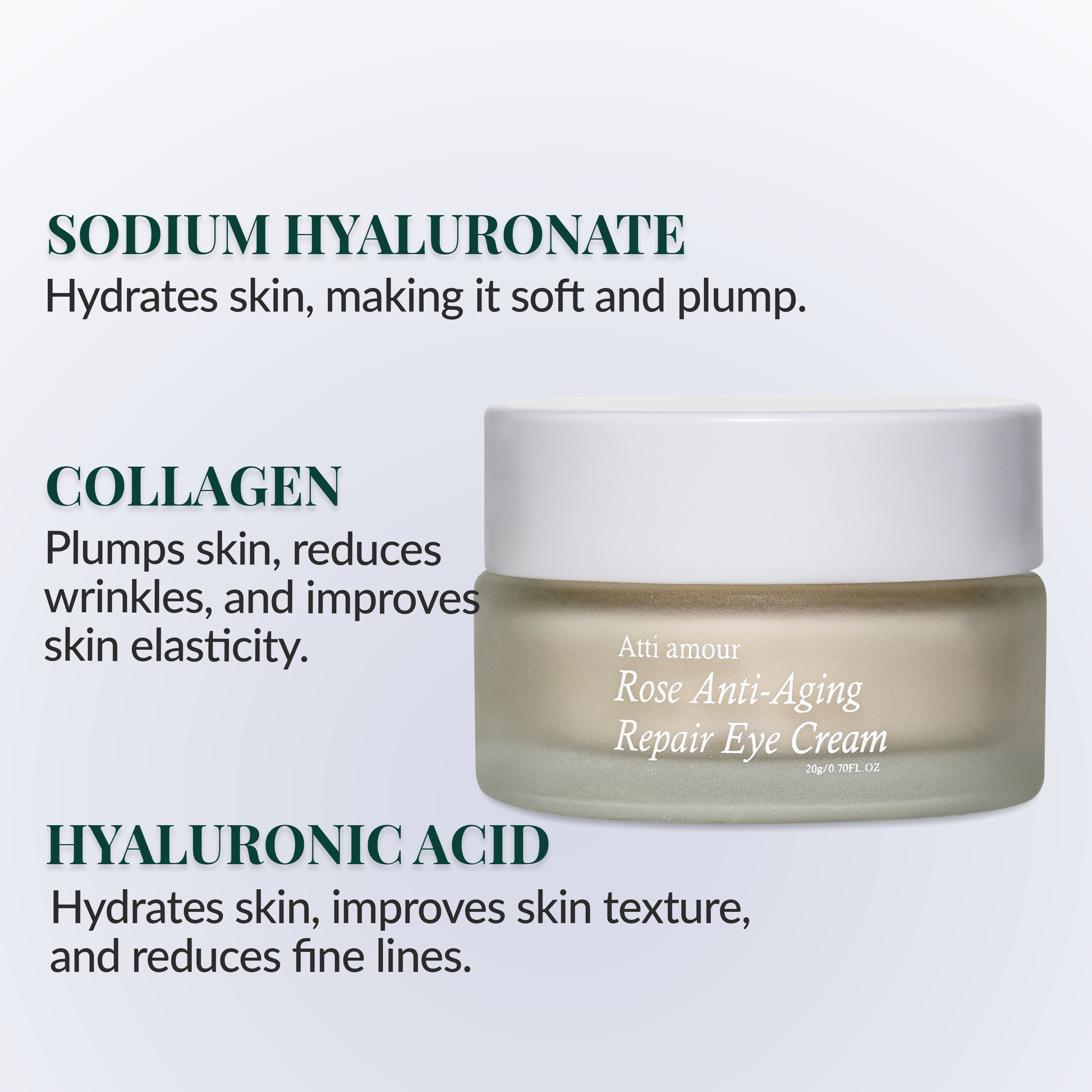 ATTI AMOUR Rose Eye Cream with Sodium Hyaluronate and Peptide Complex – Moisturizing and Firming Eye Area Care