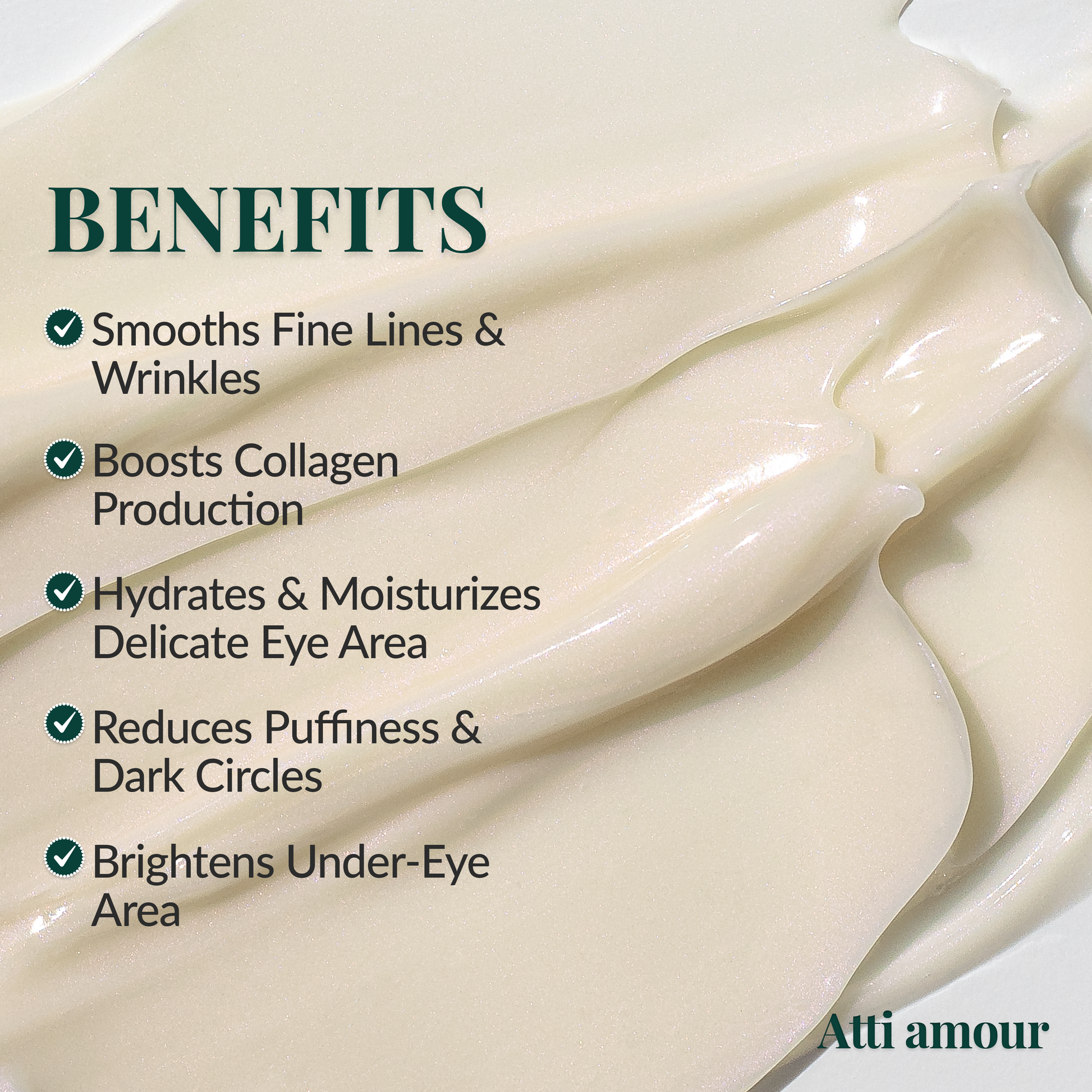 ATTI AMOUR waterless Rose Eye Cream with Sodium Hyaluronate and Peptide Complex – Moisturizing and Firming Eye Area Care