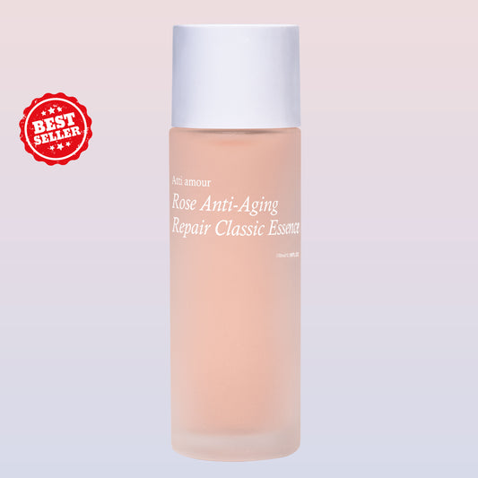 Anti-aging Korean essence with niacinamide, rose extract, peptides, and botanicals