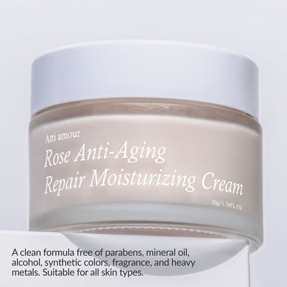 Anti-aging moisturizing cream with rosewater and niacinamide for soft, youthful skin