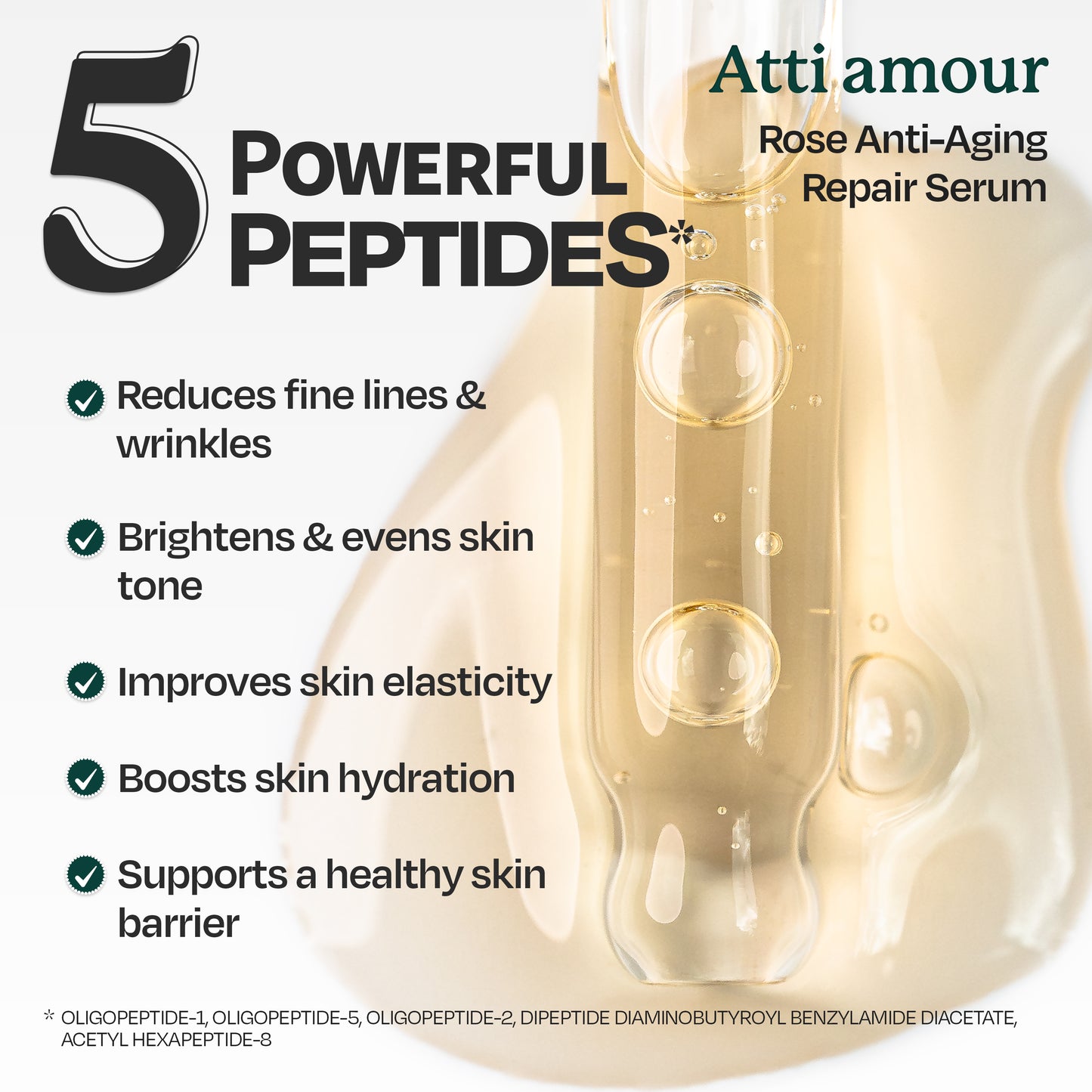 Atti amour Rose serum with peptides and Niacinamide for firming.