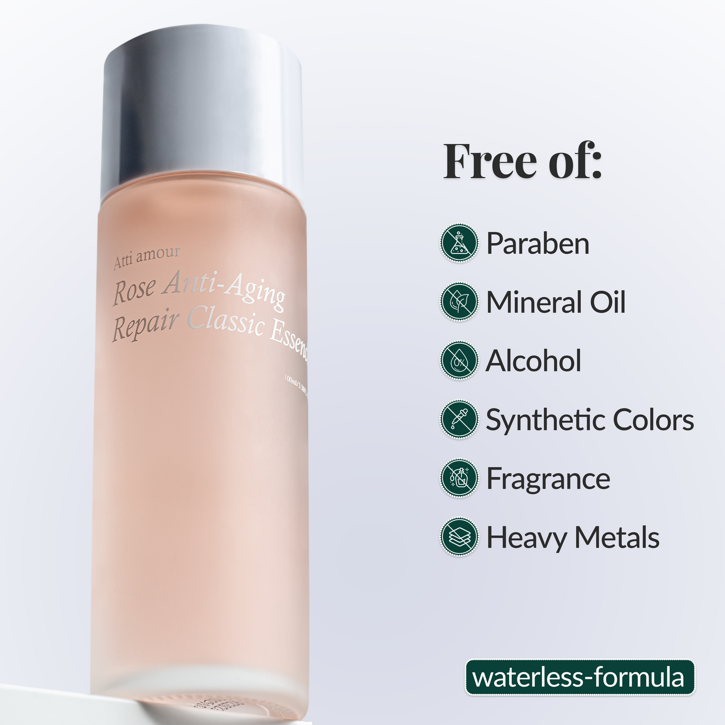 Free of parabens, mineral oil, synthetic colors, fragrance, and heavy metals Korean essence for sensitive skin