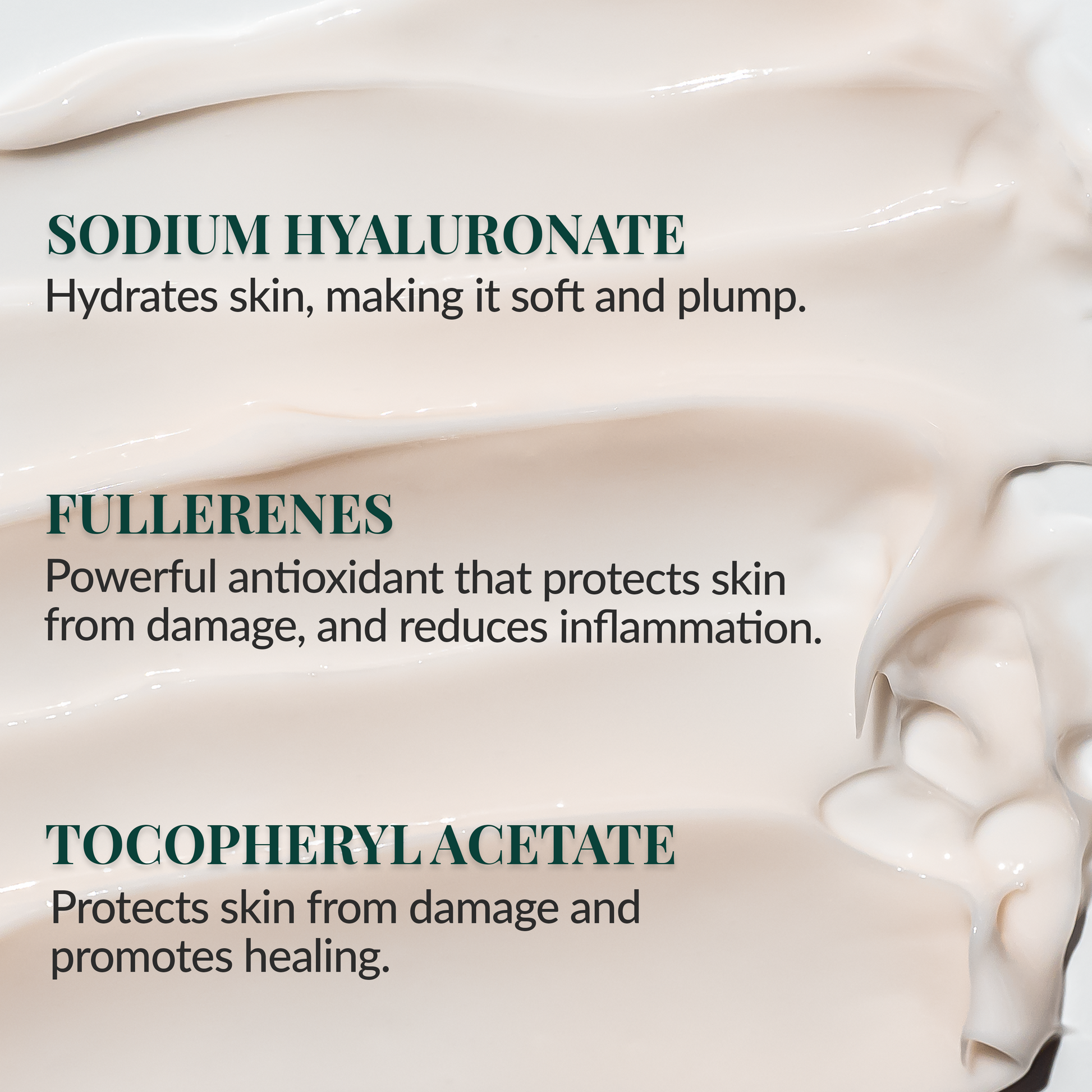 K-beauty moisturizing cream featuring Fullerenes antioxidants and hyaluronic acid for deep hydration and anti-aging support.