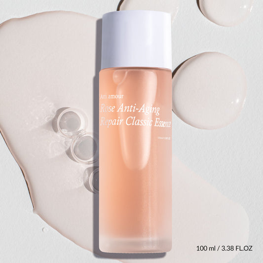 Lightweight hydrating essence with rosewater, peptides, and natural plant extracts