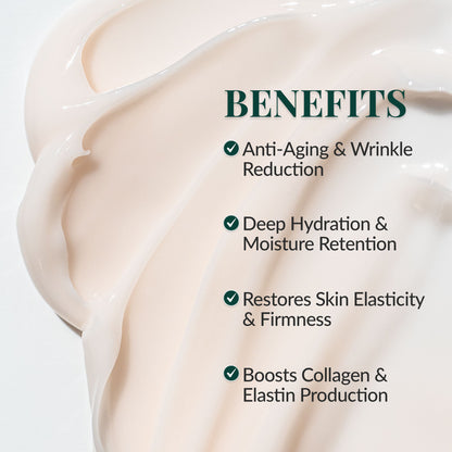Moisturizing face cream with peptides, ceramides, and rose oil for radiant glow