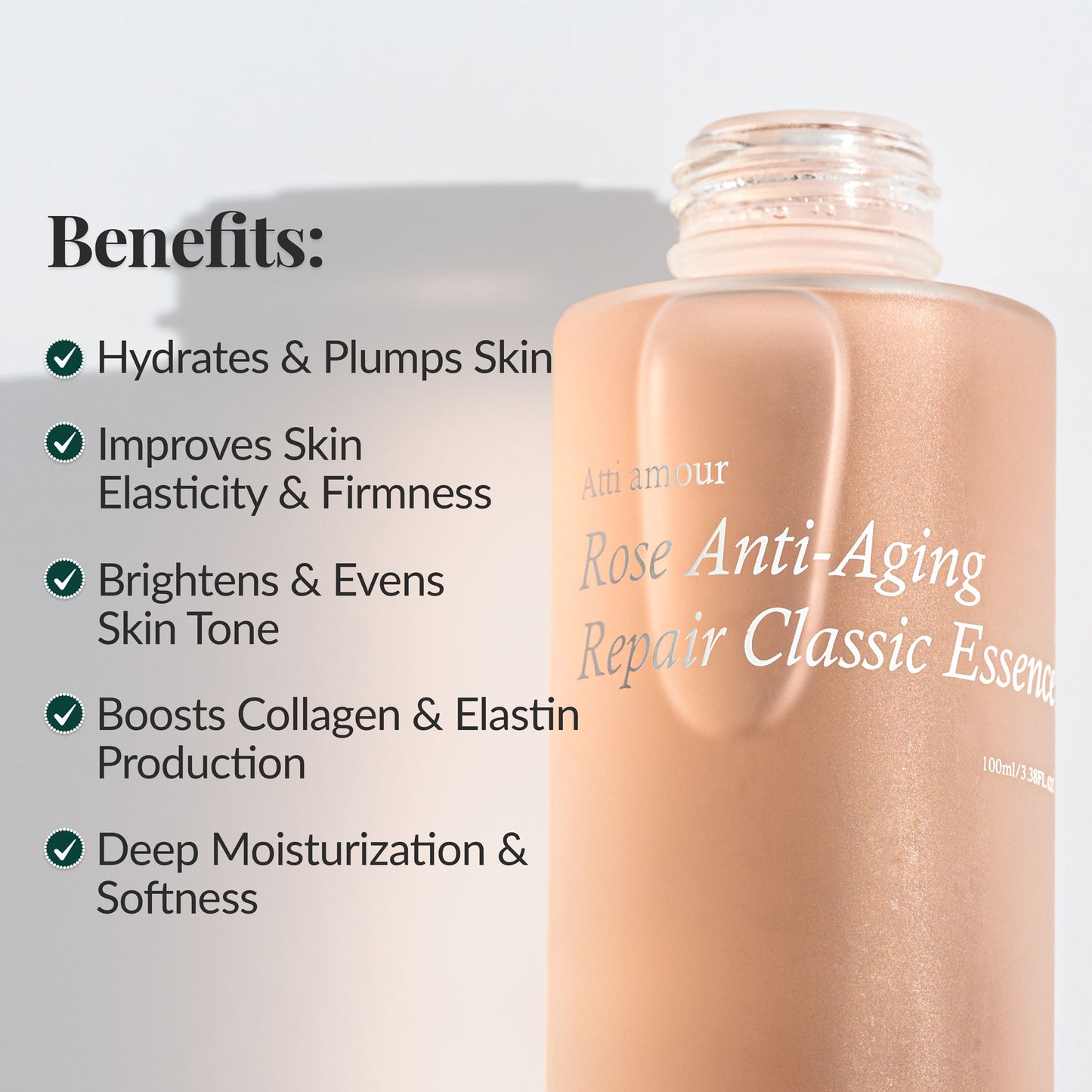 Pure rosewater essence made from natural botanical extracts for deep hydration