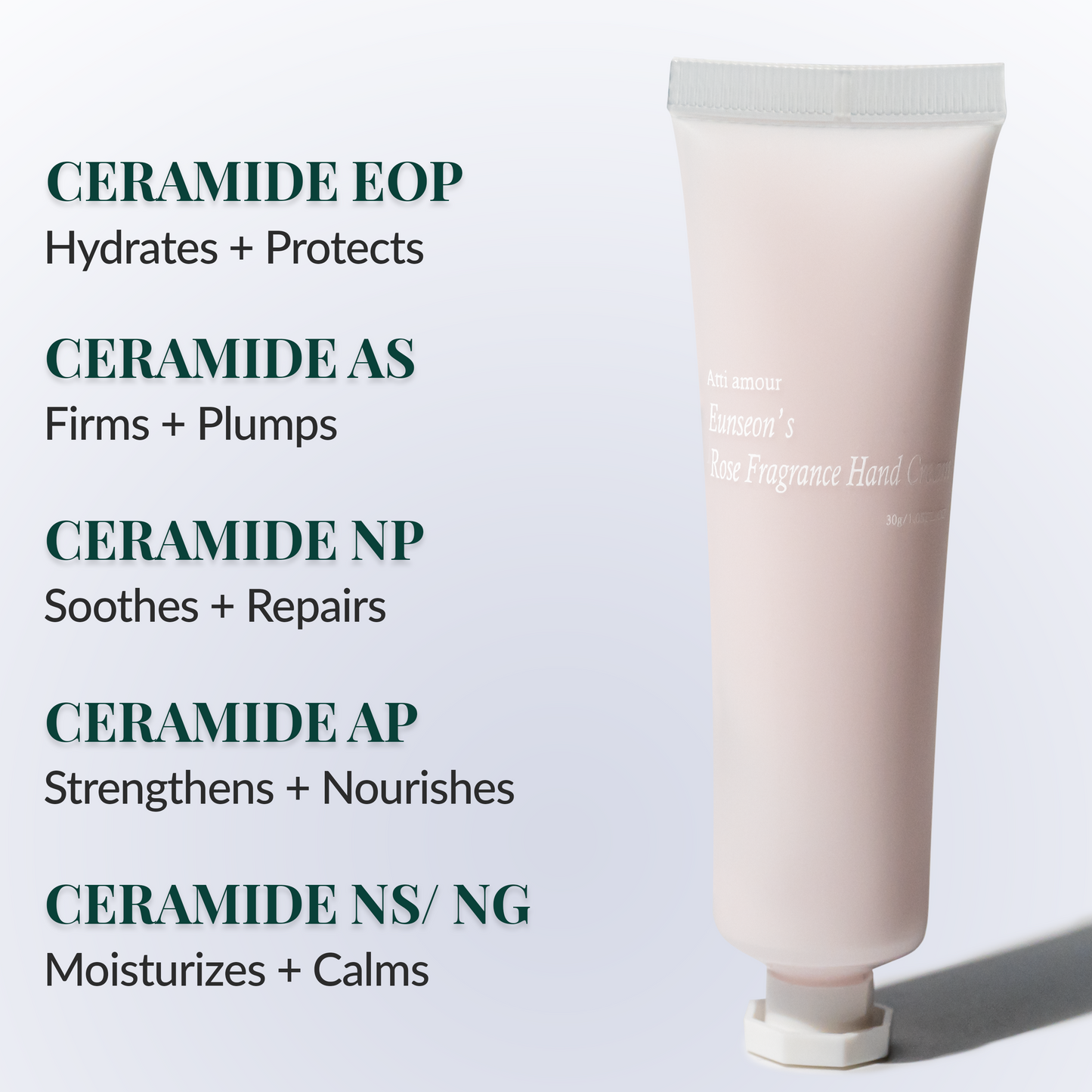 Rose-scented hand cream with Hyaluronic Acid and Ceramides, nourishing and moisturizing
