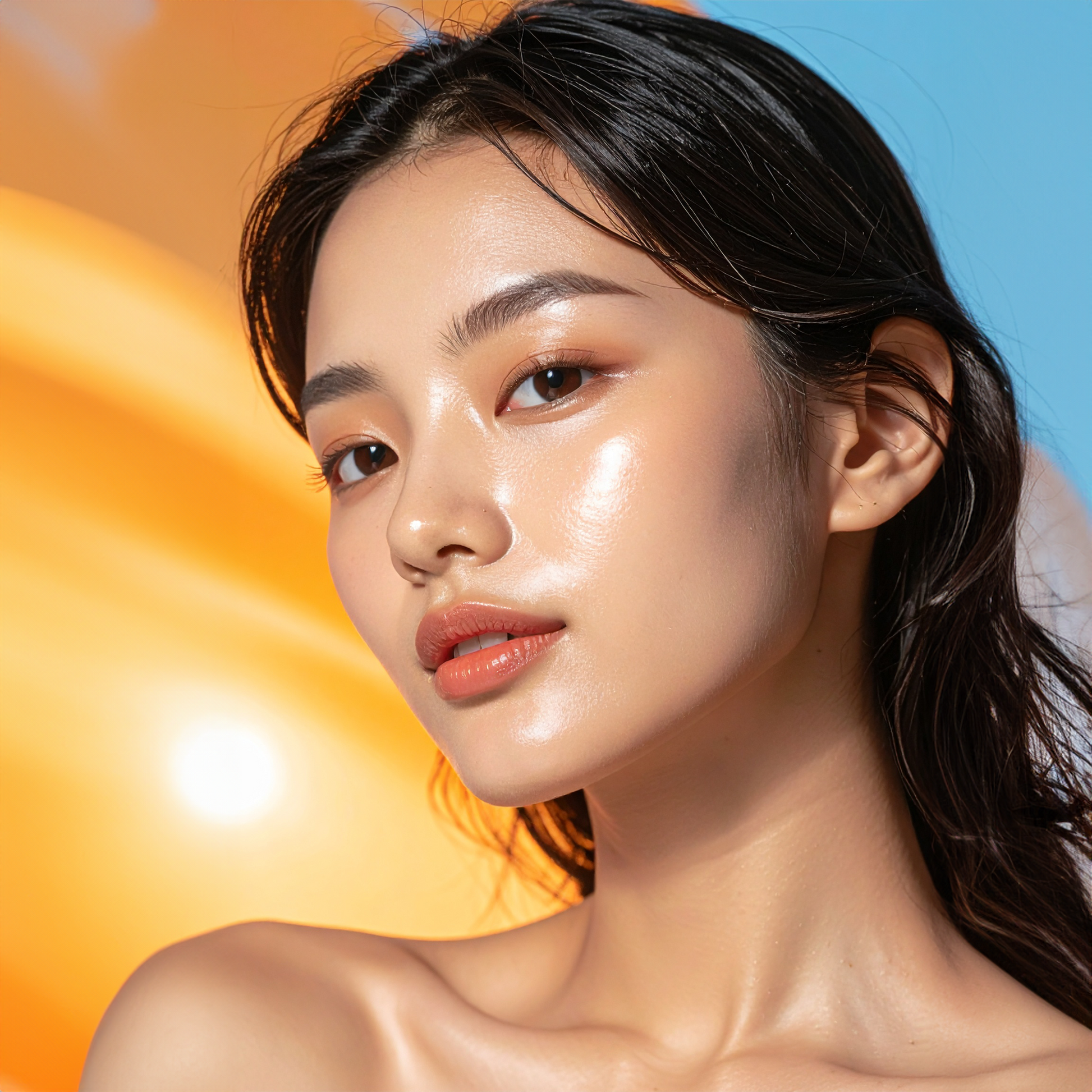 Sunscreen with antioxidants, Rosa Damascena Flower Water, Licorice Root Extract, and Punica Granatum for brightening and UV protection