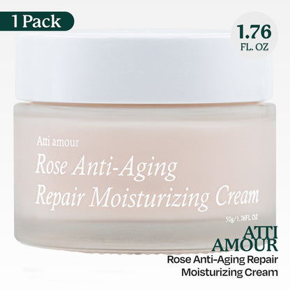 Atti amour Rose Anti-Aging Moisturizer with peptides and over 40% rosa damascena flower water for a youthful, hydrated complexion.
