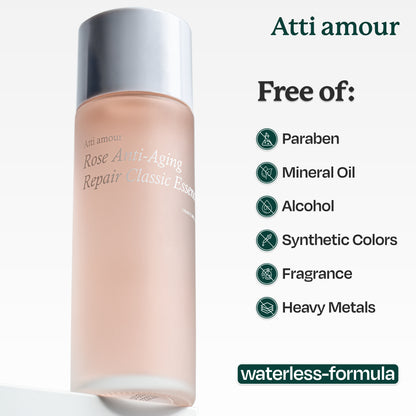 Atti amour Rose Anti-Aging Classic Essence with natural rose extract for anti-aging.