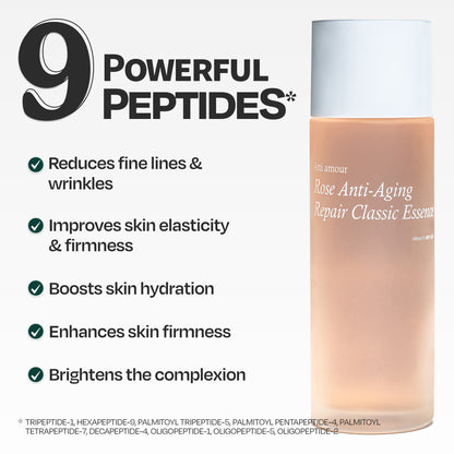 Atti amour Rose Anti-Aging Classic Essence with peptides for healthy skin regeneration.