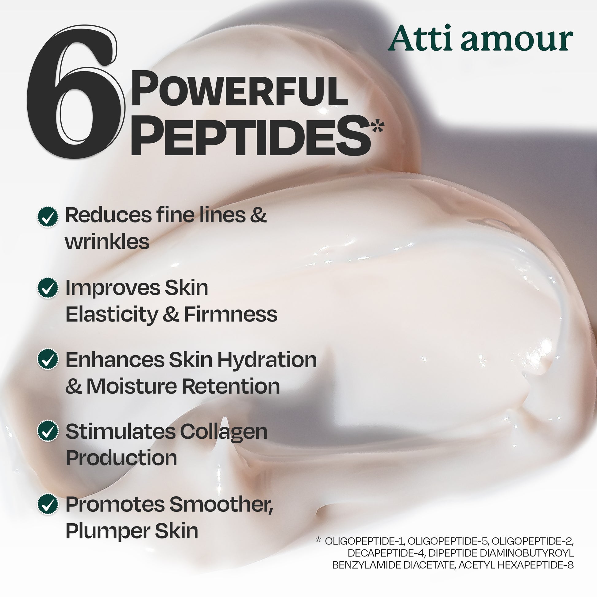 Waterless Atti amour Rose Anti-Aging Moisturizing Cream with peptides and ceramides to repair, hydrate, and smooth the skin.