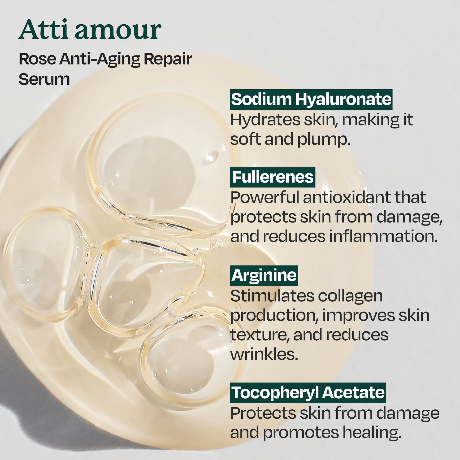 Atti amour Rose anti-aging serum with concentrated active ingredients.